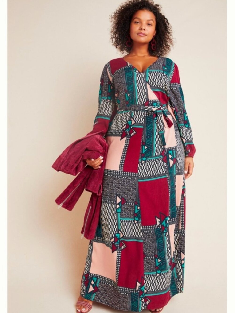 NWT Anthropologie Porridge Virginia Wrap Patchwork Print Maxi in Women's Large